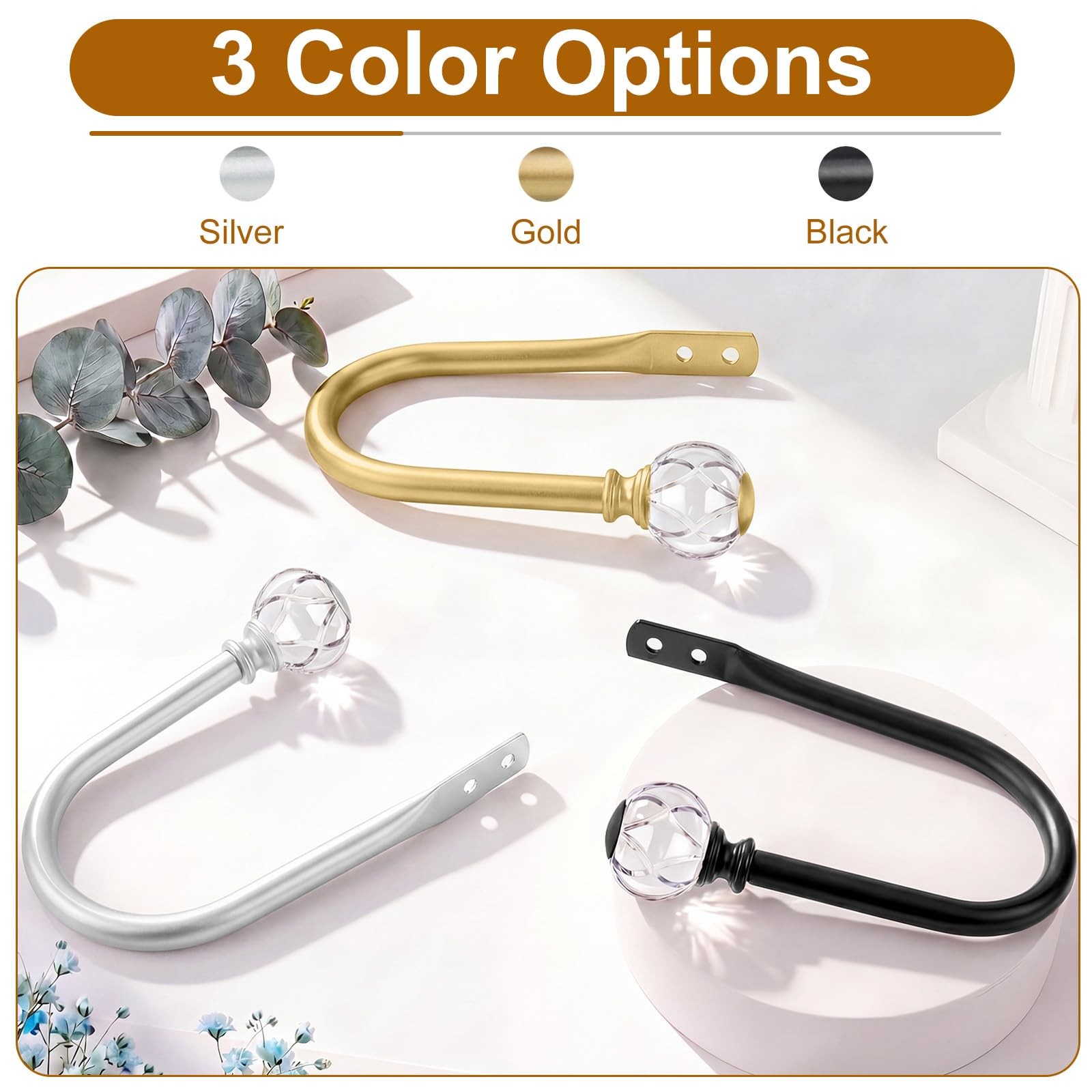 Curtain Holdbacks 2pcs, Silver Curtain Tiebacks Wall Mounted Window Curtains …