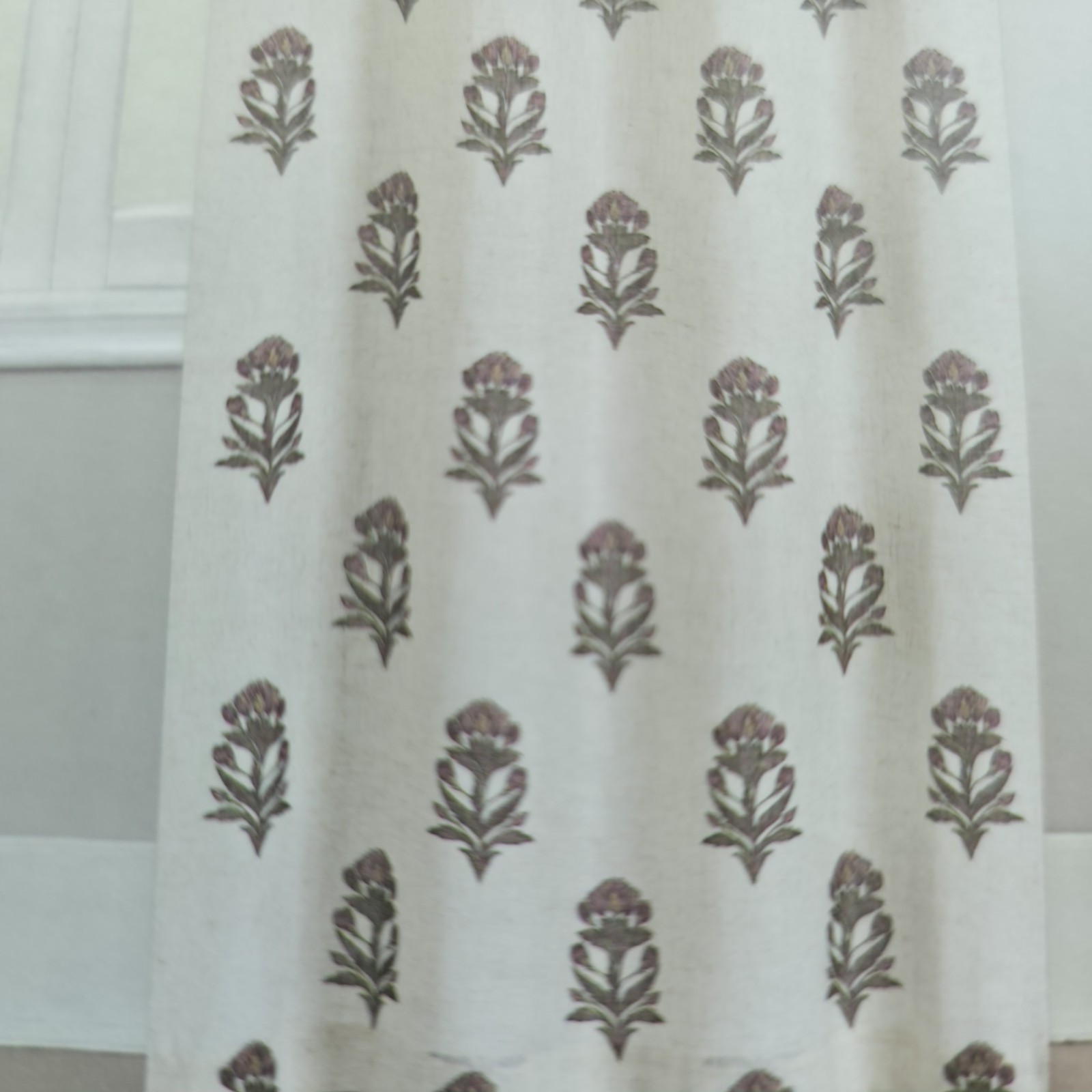 Botanical Medallion Linen Blend Drapes Set of 2 37×84 Floral Curtain Panels