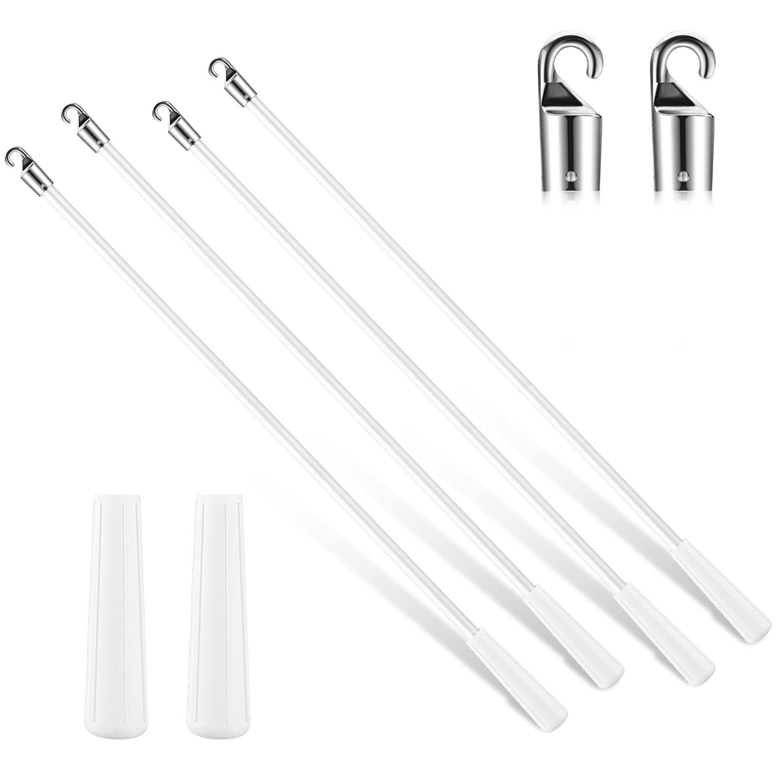 4 Pcs Blinds Wand Replacement with Hook and Handle White Fiberglass Long Vert…