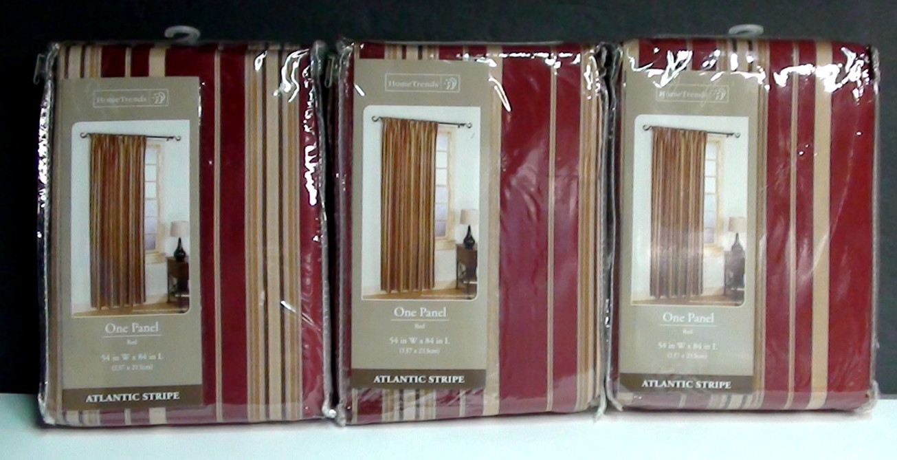 Home Trends Red ATLANTIC STRIPE Panels 54 x 84 Set of 3 NEW