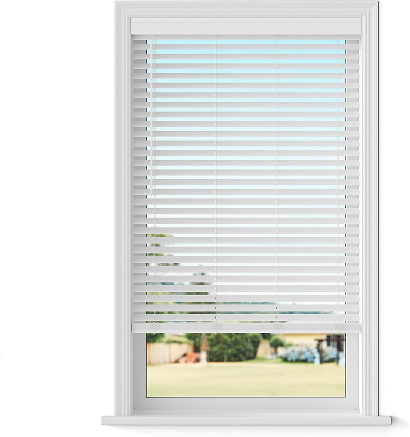 2″ Cordless Smooth Slat Faux Wood Window Blinds for Home – 35″ W x 60″ L –