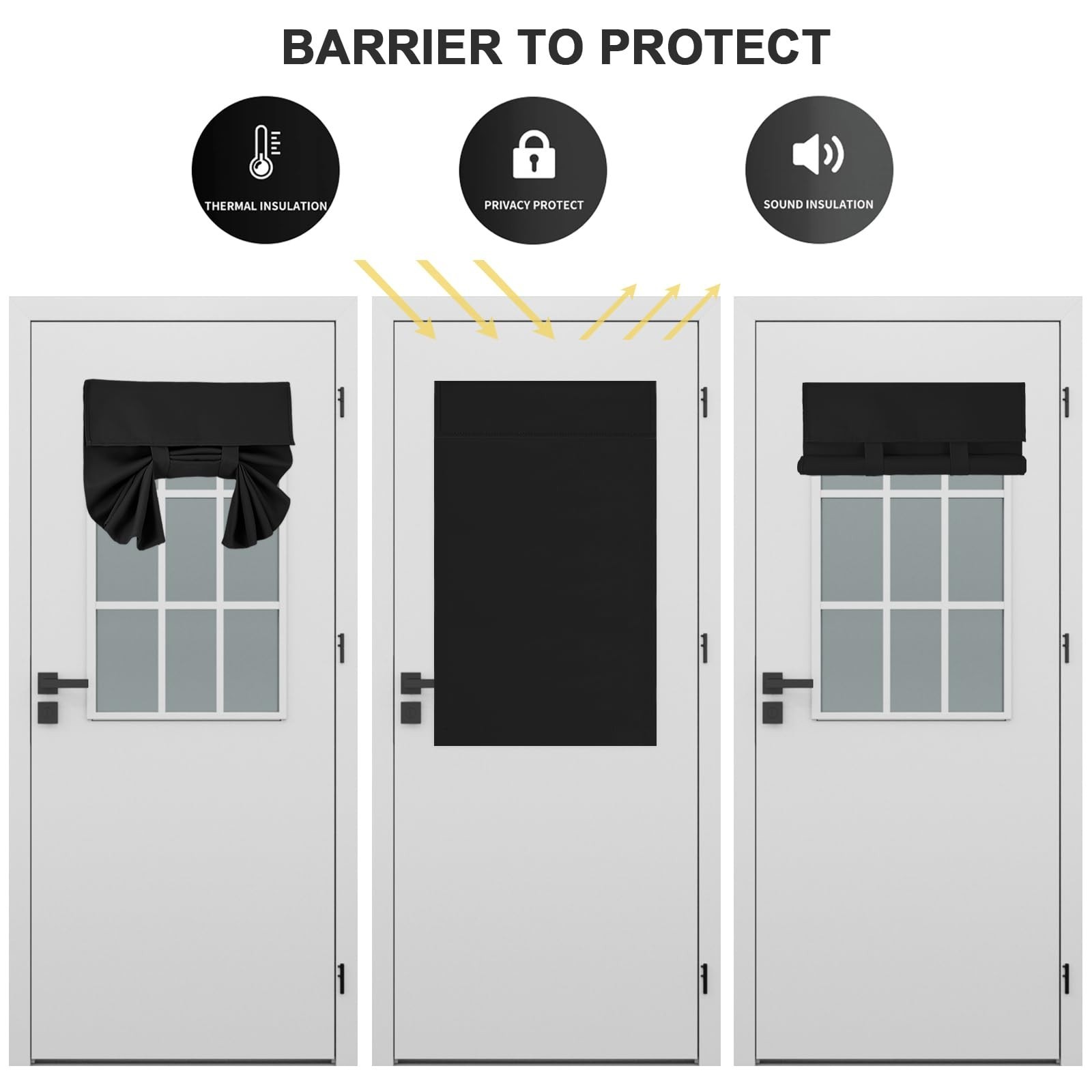 100% Blackout Door Curtains for Windows and Doors | Black 24×38 Inches，Pr