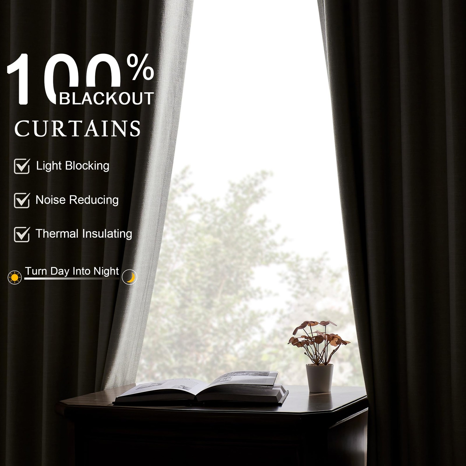 Blackout Curtains 54 Inch Long for Kitchens, Cream 2 Panels Set