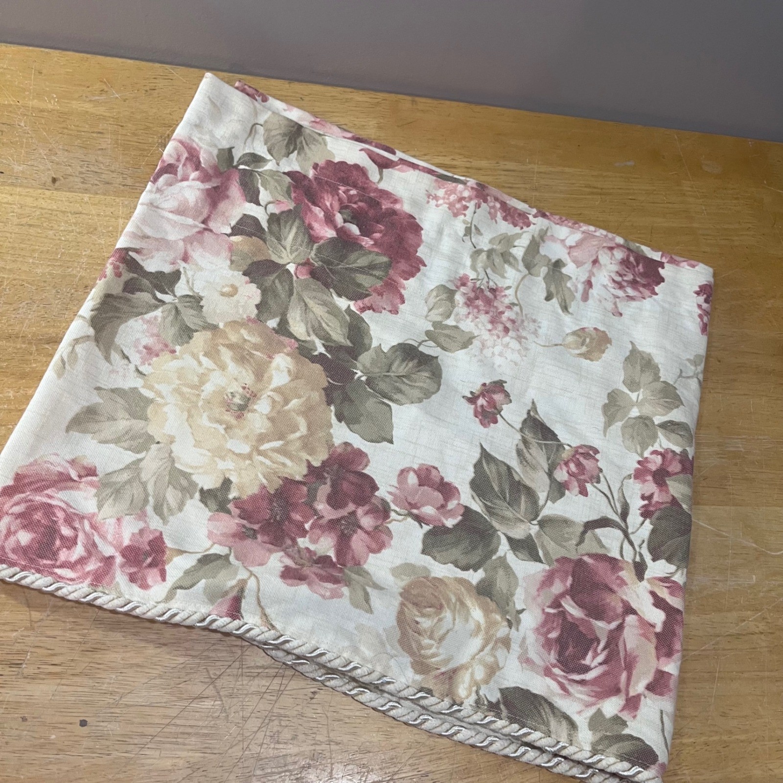 Vtg JCPenney Home Floral Rose Window Valance 80×18 Cottagecore Shabby Chic Trim
