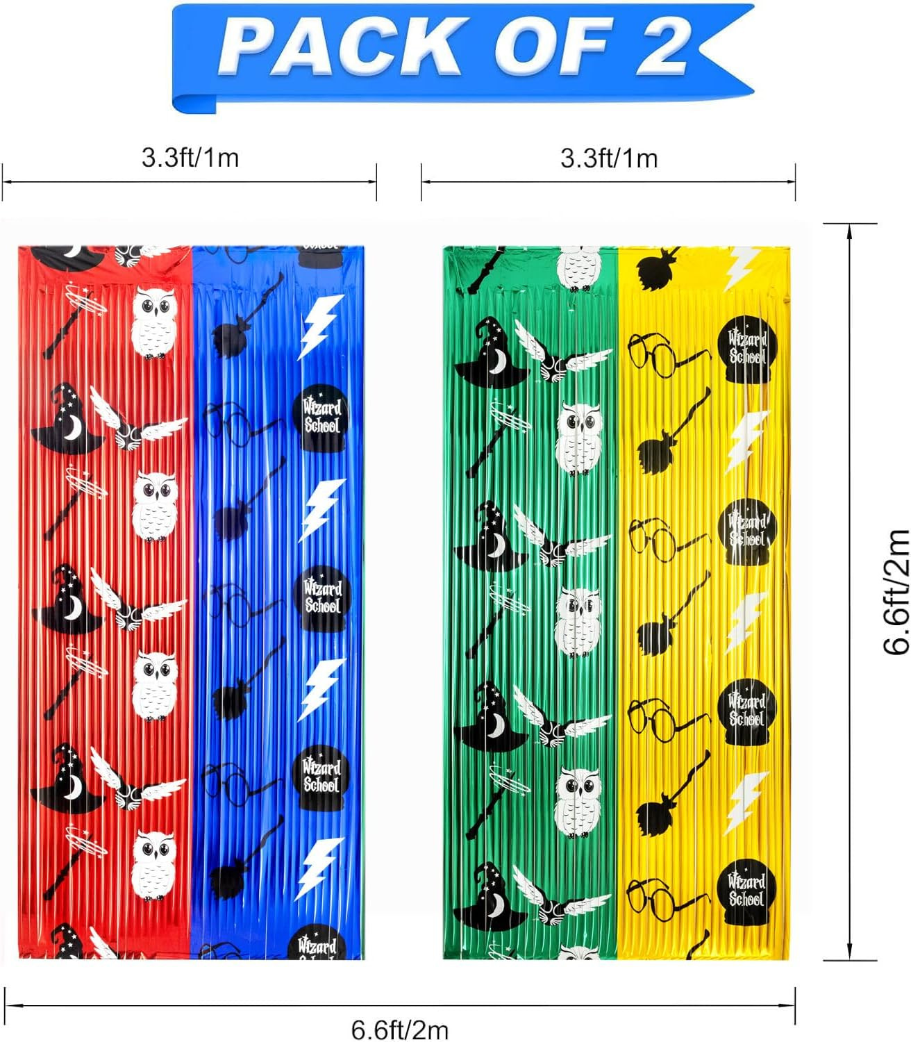 2 Pack Magical Wizard School Themed Beaded Curtain – 6.6FT X 3.3FT – Magical Wiz