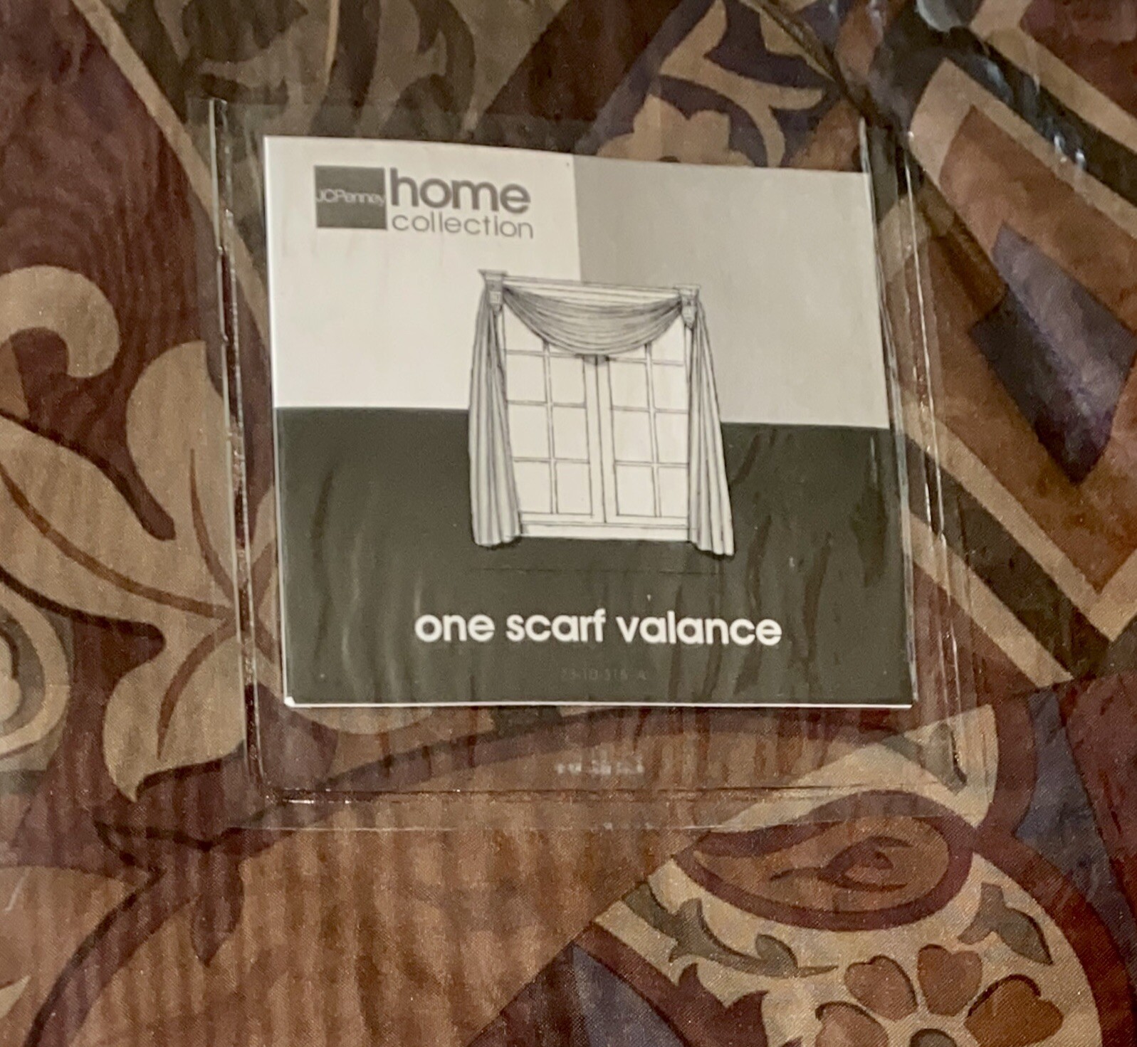 JC Penny Home Collection Set (2) Sheer Scarf Valance Lucien Print 58” X 216” NEW