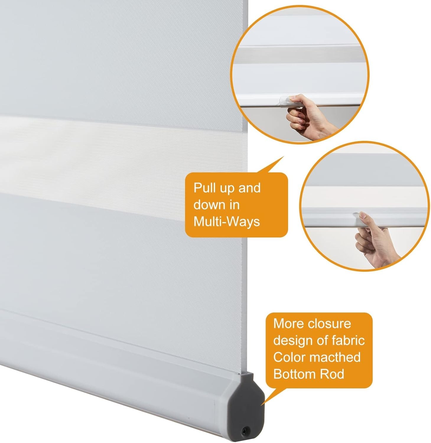 Persilux Cordless Zebra Blinds White 18×72 Light Filtering Roller Shade