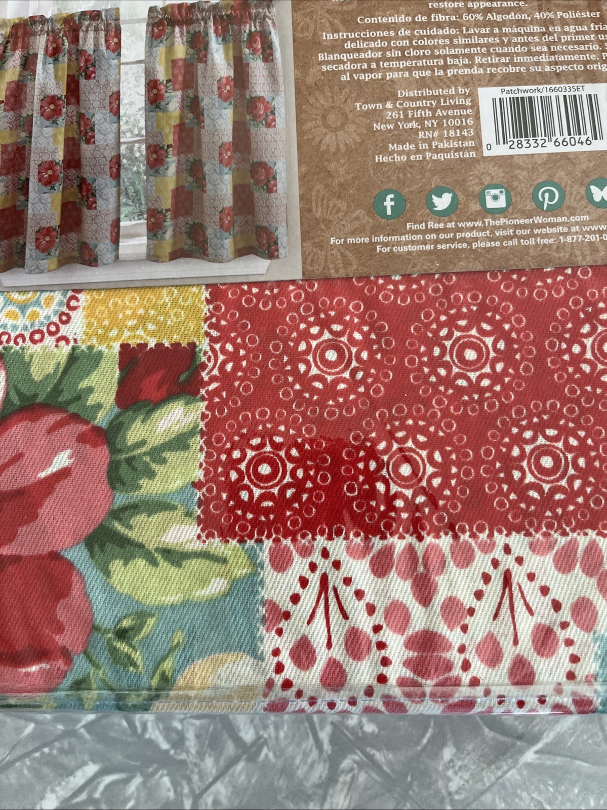 Pioneer Woman ~ Patchwork ~ Three (3) Piece Curtain Set ~ 30″ x 36″