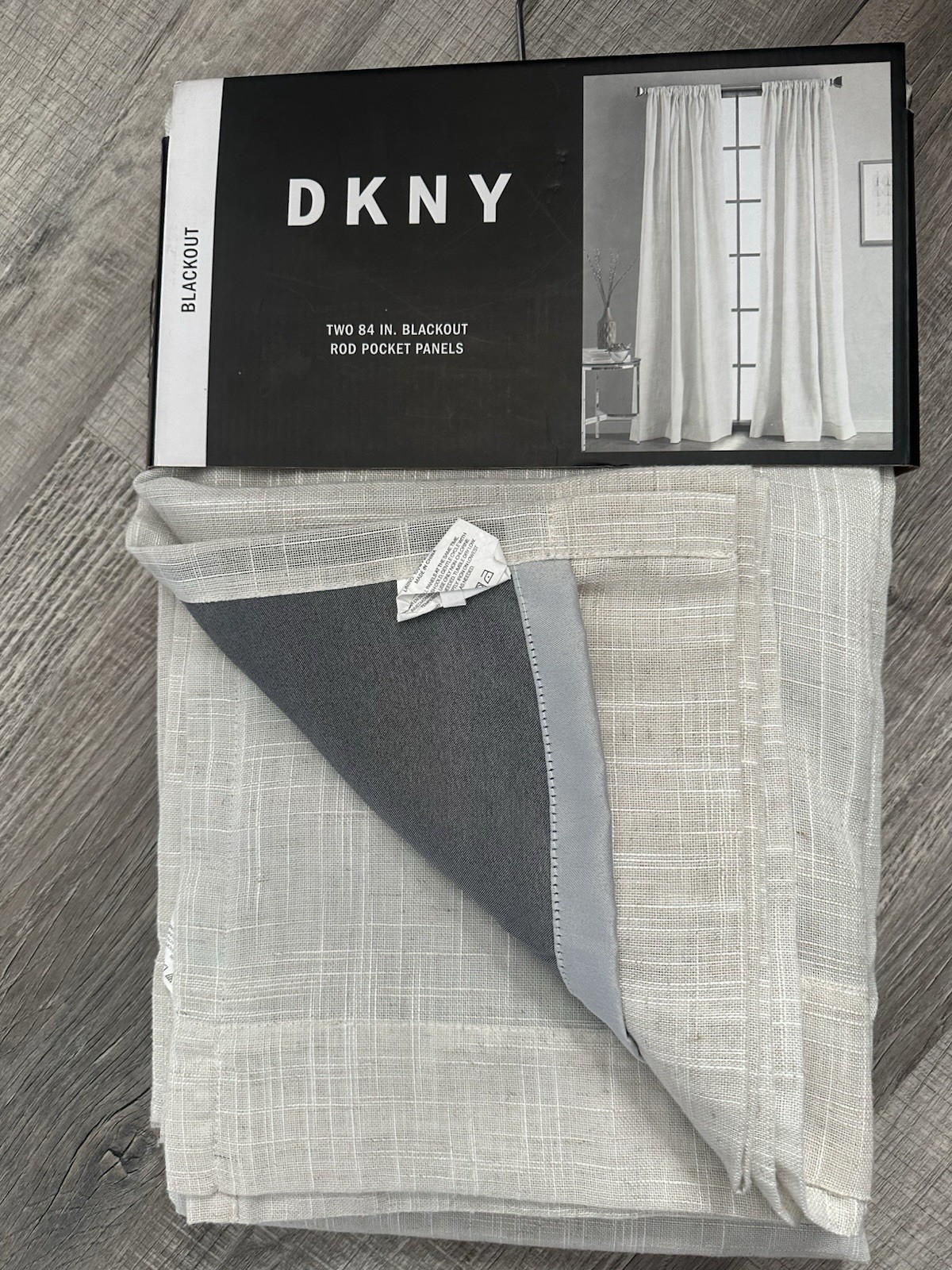 DKNY BLACKOUT Lined Window Curtains Panels drapes Classic LINEN Natural 50”x84”