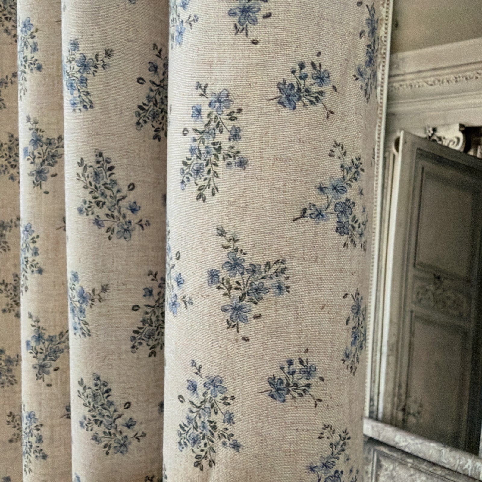 Handcrafted Floral Curtains Linen Blend Petite Botanical Custom Drapery Panels