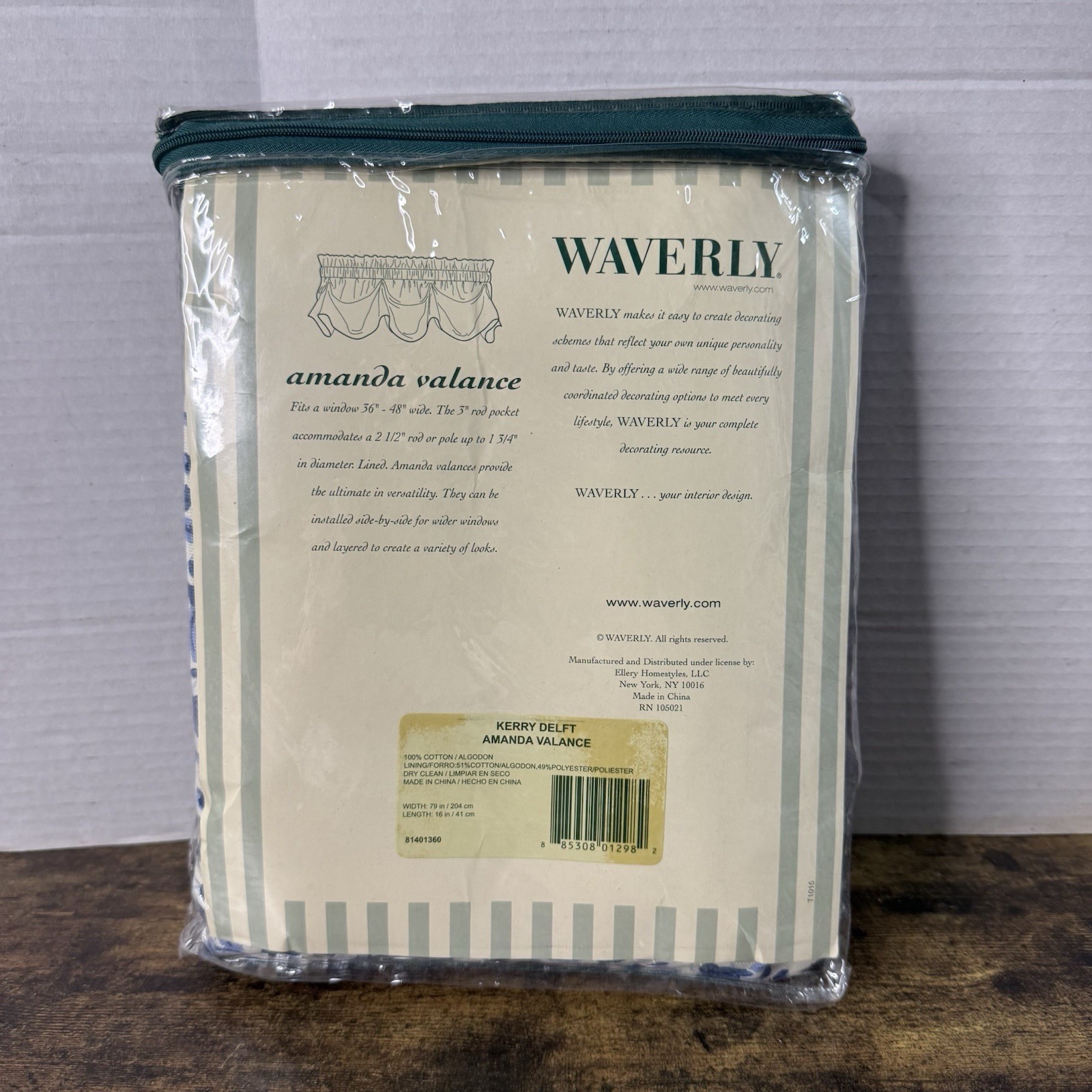 Waverly Amanda Window Valance Kerry Delft Blue White Floral 79 x 16 Cottage Core