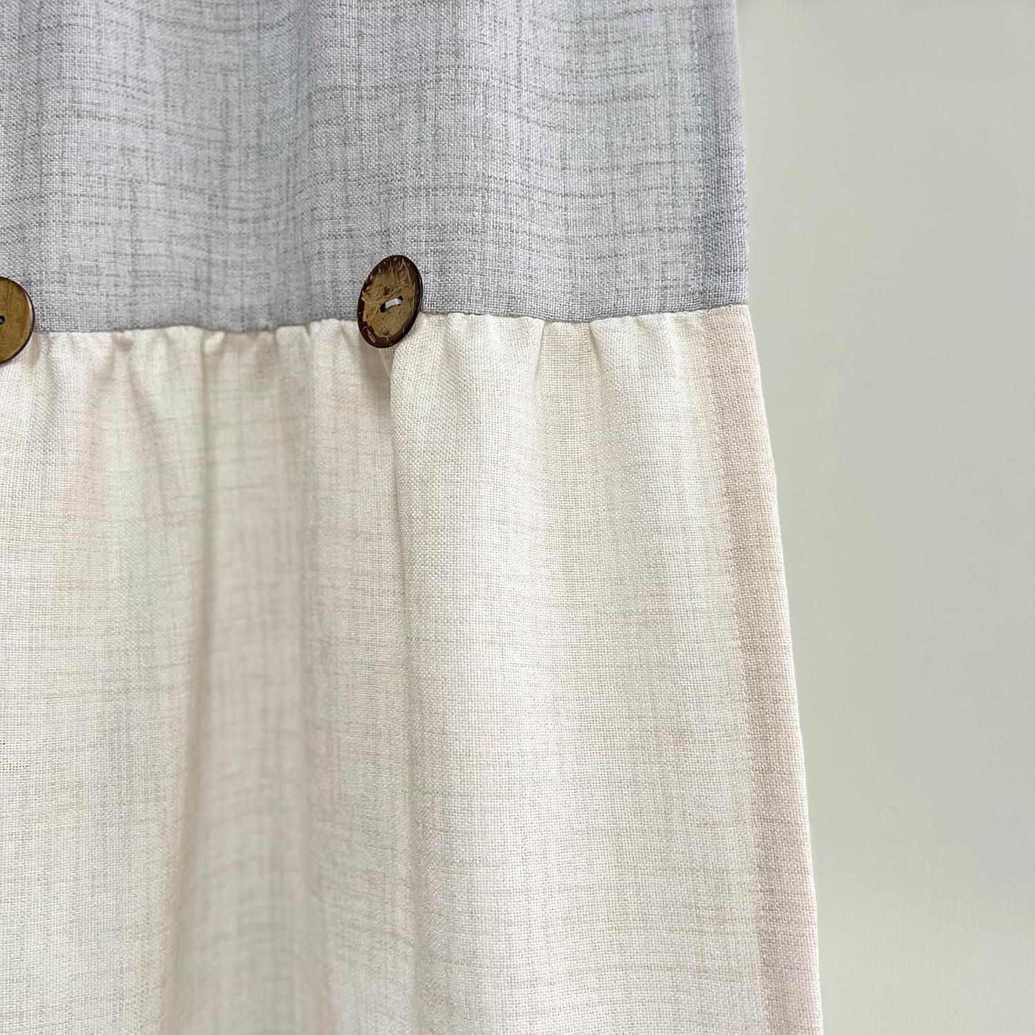 Grey Linen Curtain Swag for Living Room Button Kitchen Curtain Farmhouse Valance