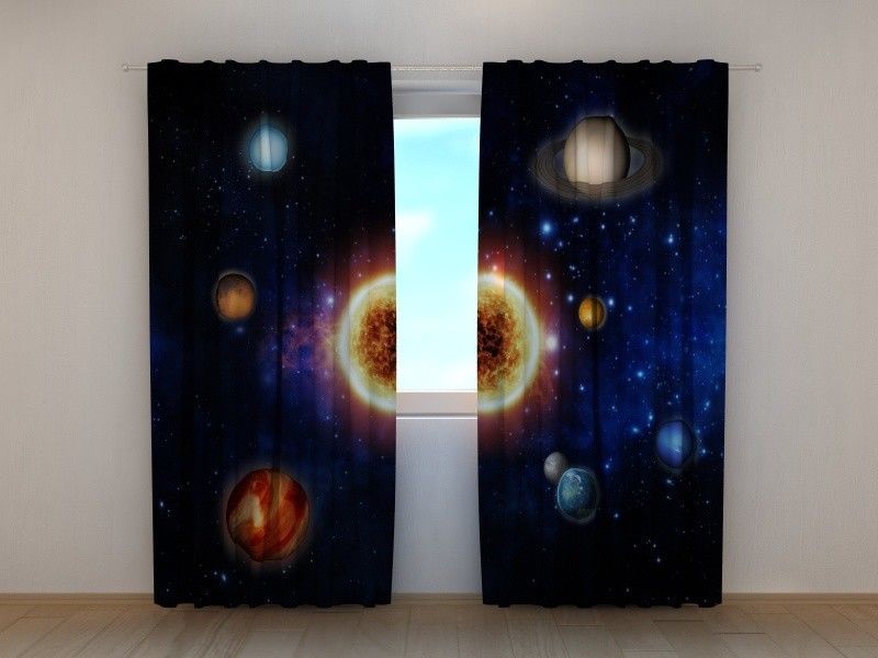 Curtain Sun and Planets by Wellmira custom made 3D printed space kid’s bedroom