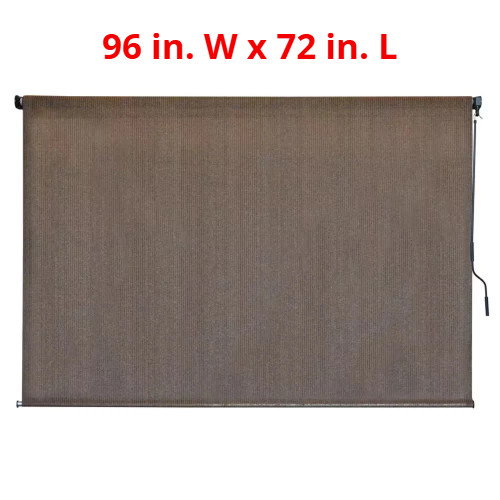 Exterior Patio Roller Blind Window Sun Shade Outdoor Porch Driftwood 96″W x 72″L