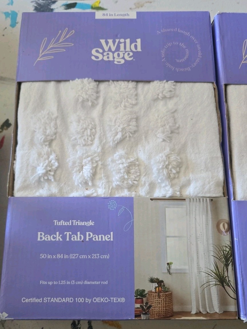 Wild Sage Sheer Rod Pocket Back Tab Panel 50 In x 84 In Length Boho retro Set X2