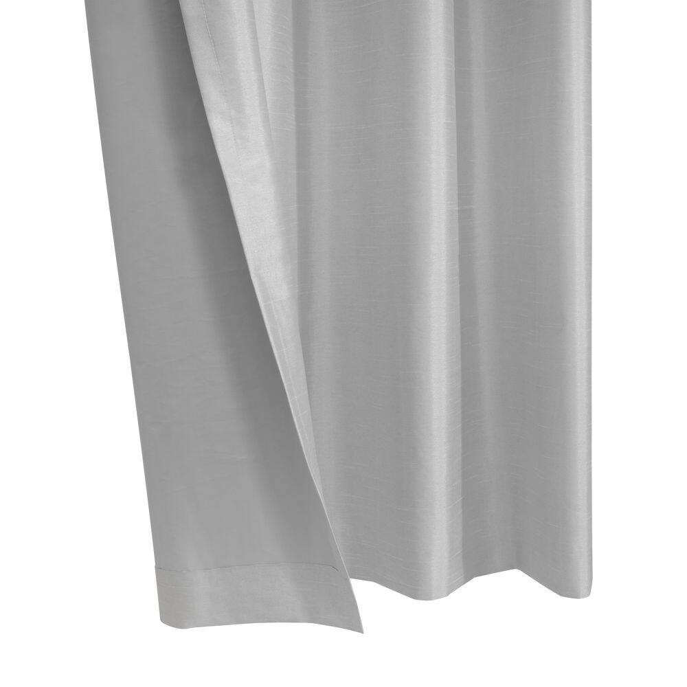 Glacier Silver Polyester Faux Silk 52 In. W X 63 In. L Grommet Indoor Blackout C