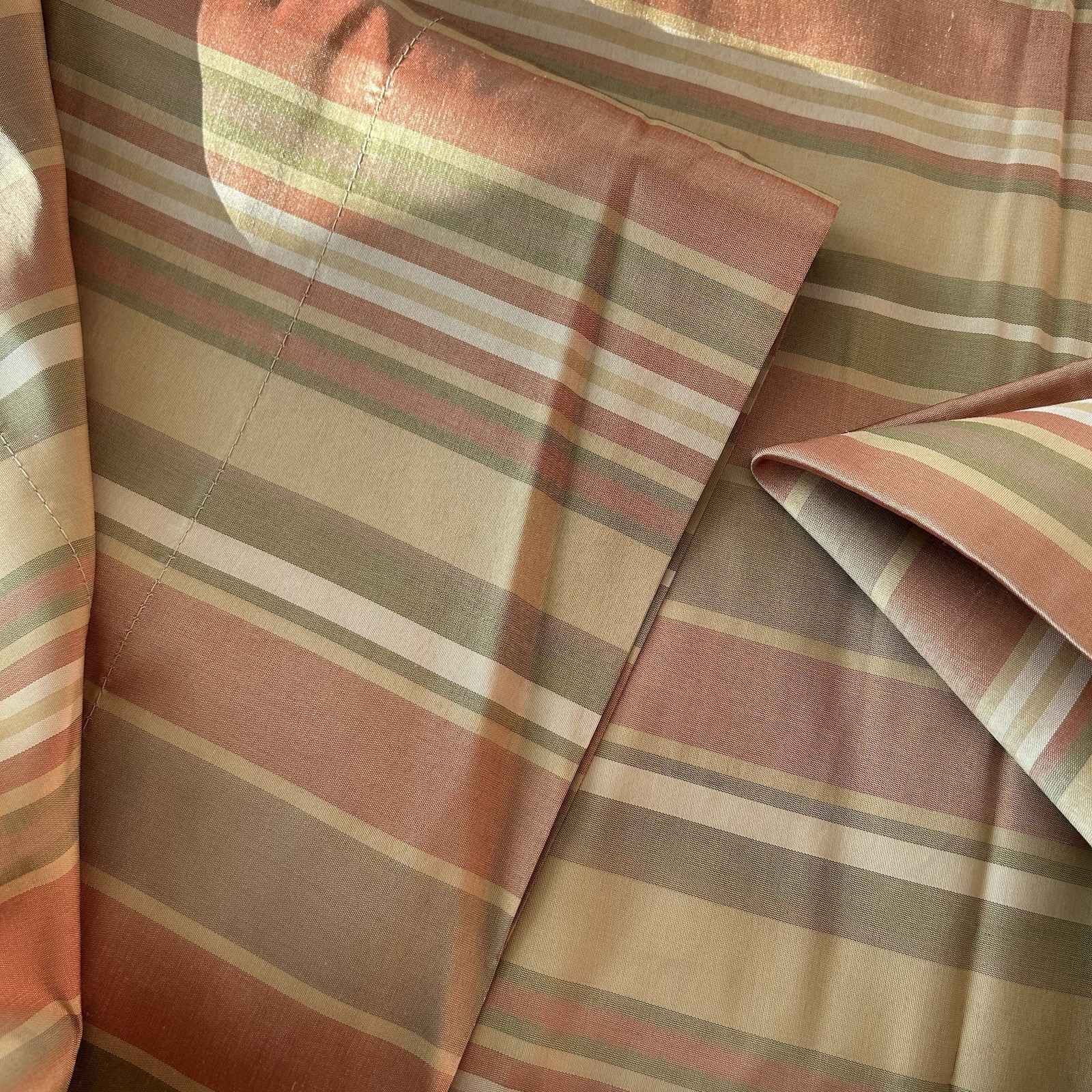 Pottery Barn Silk Drapery Panels Curtain Striped Multi Color Lined 50X84 3 Avail