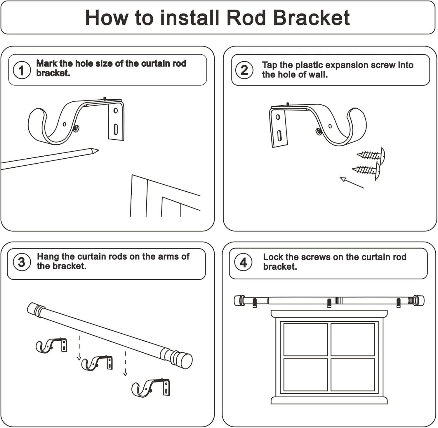 Curtain Rods for Windows 16 to 170 Inches Adjustable Length 1 Inch Diameter W…