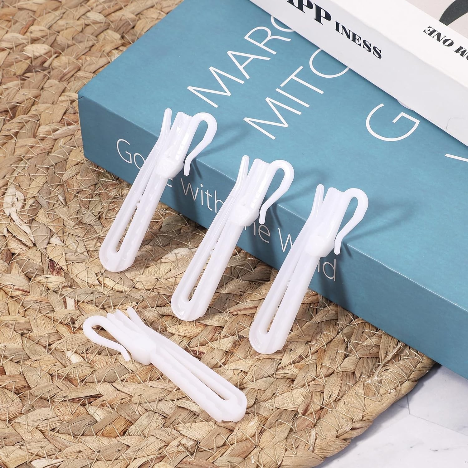 50 PCS Adjustable Pinch Pleated Curtain Drapery Pin Hook, Plastic Curtain Hooks,