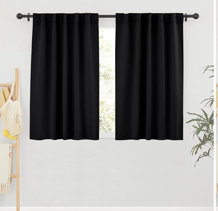 Short Bedroom Blackout Curtains – Small Window Treatment Set 42″W x 45″L.