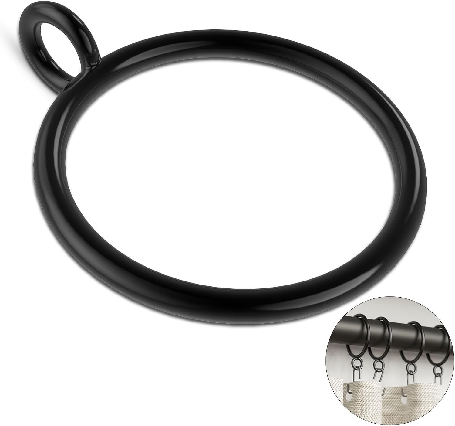 50 Pack Metal Curtain Rings with Eyelets, 1.5 inch Inner Diameter Drapery Rin…