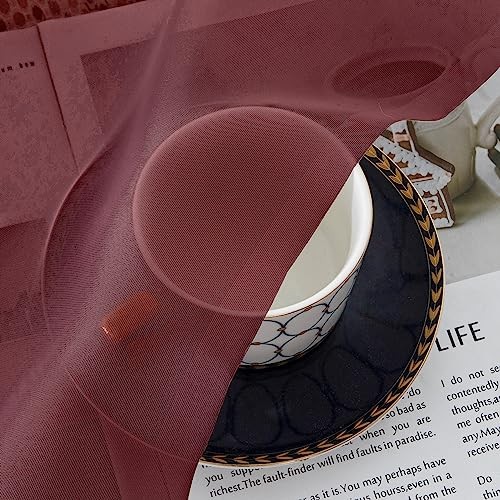 Rod Pocket Top Solid Voile Sheer Curtains for 42″W x 54″L (Pack of 2) Burgundy