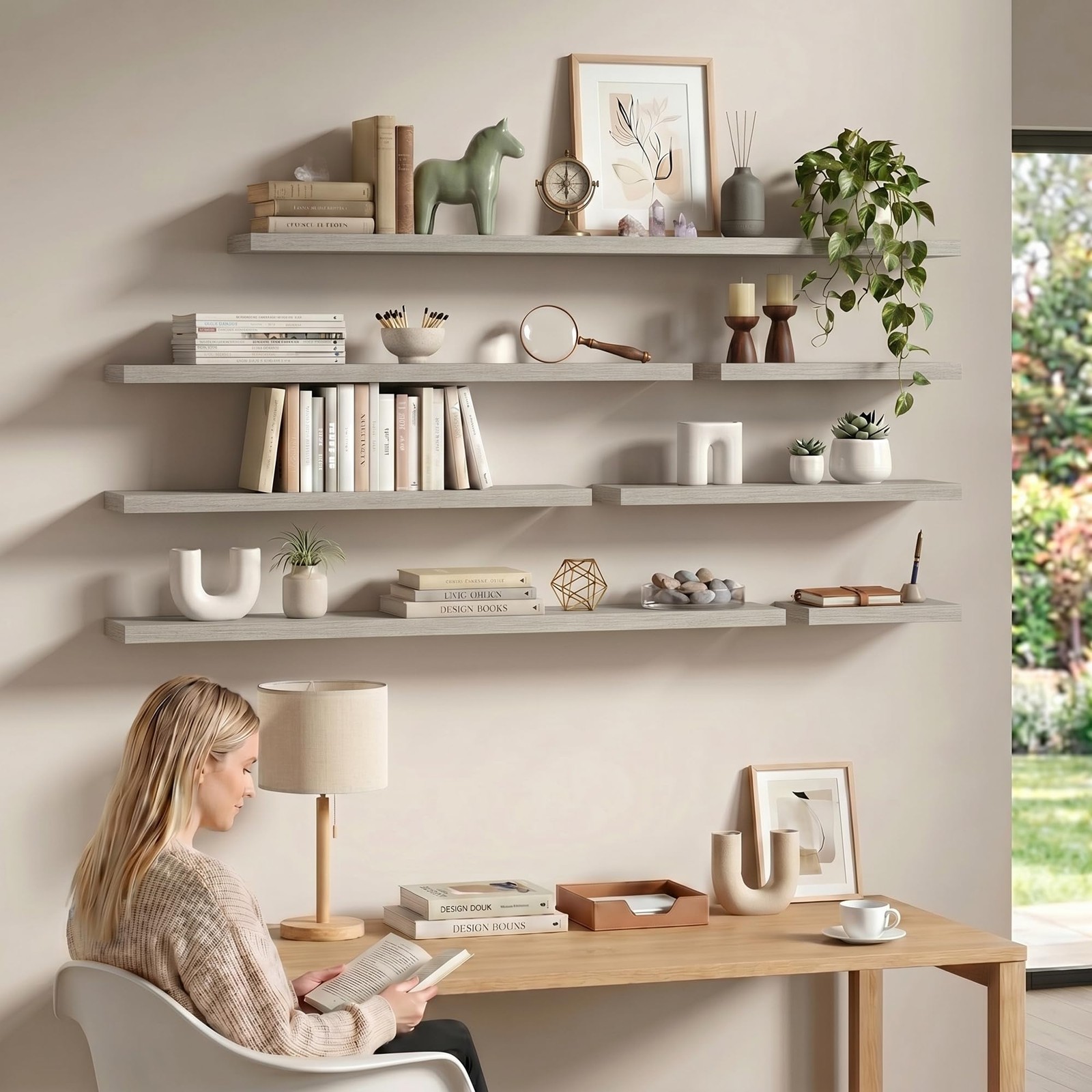 55 Inch Floating Shelves – Fireplace Mantel Shelf – Deep Wall Mounted Wood St…