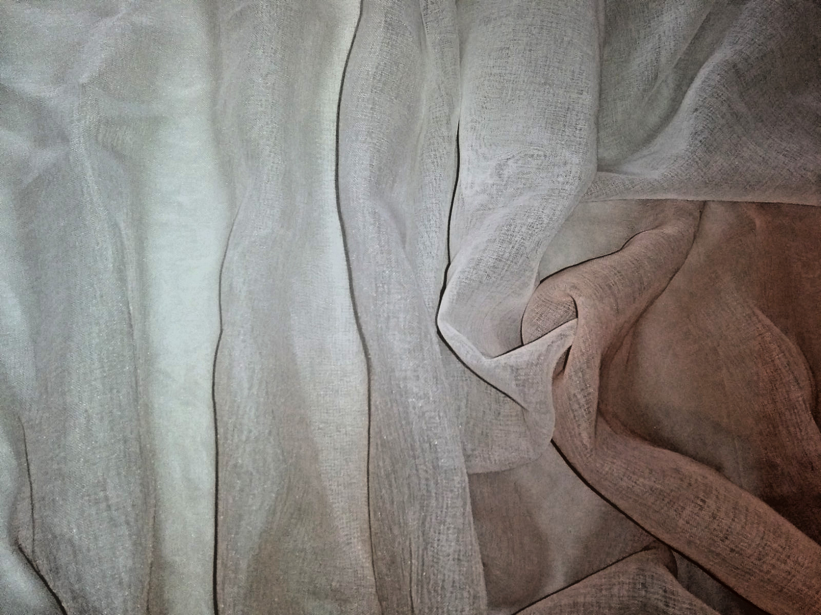 2 Curtain Panels Grommet Brown Peach Light Airy 86 in Long 54in Wide Each Panel