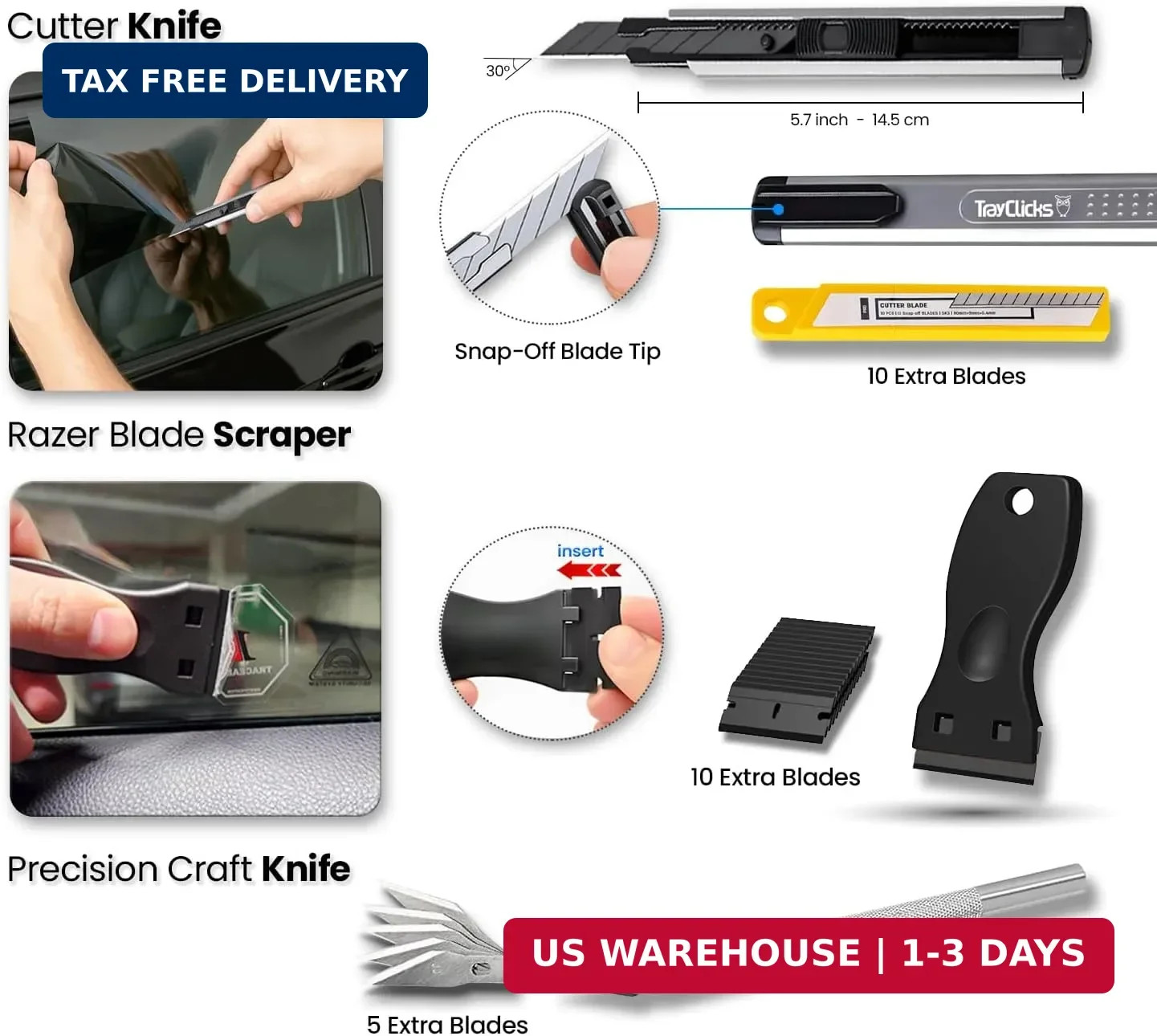 Window Tint Tools kit Vinyl Wrap Tool for Car Tinting Windshield Back Window Squ