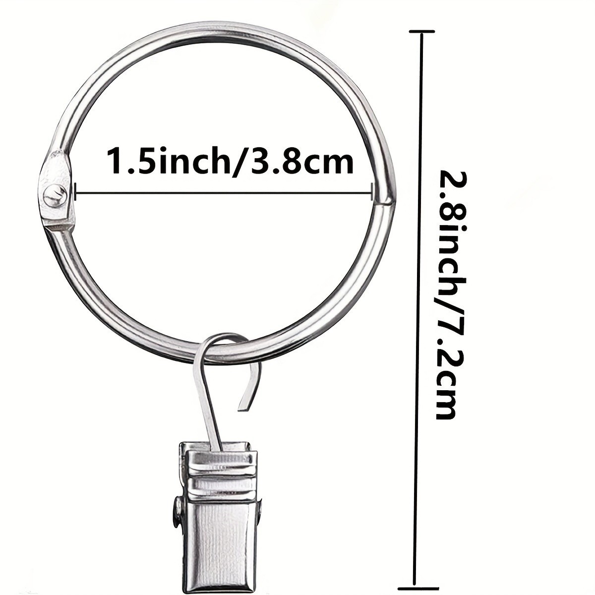 Curtain Clip Rings, Openable Metal Hooks, Rustproof finish for Window Rods