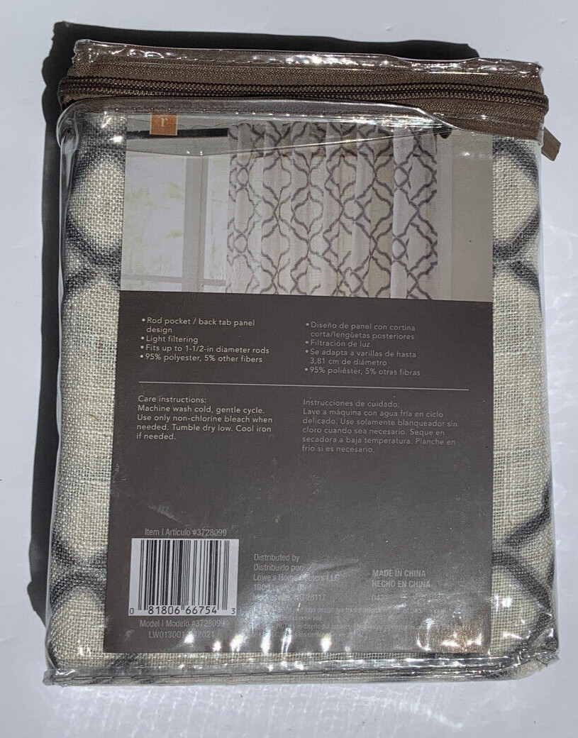 NEW ALLEN + ROTH Gray # 3728099 Dark Gray Design on White Panel Rod Pocket /Back