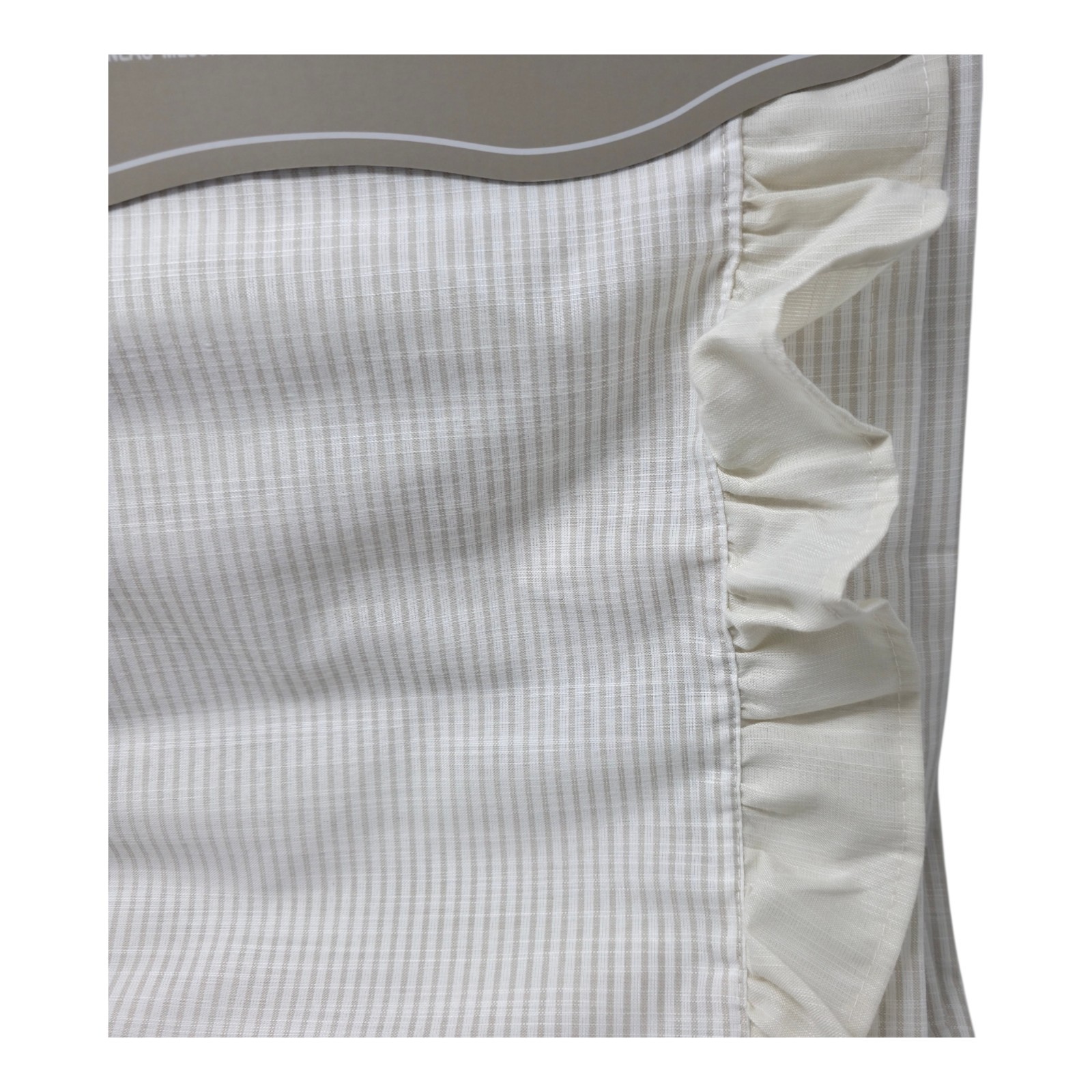 Chateau Chic Set Of 4 Stripe Ruffle Curtain Panels 38×84 Ivory Farmhouse NEW