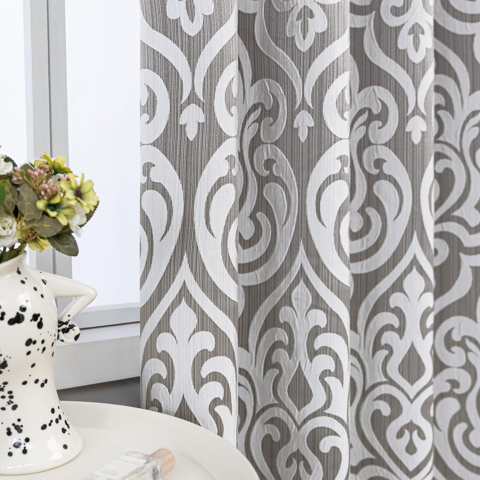 Loom And Mill Contemporary Damask Curtains Bedroom Luxury Lined Darkening