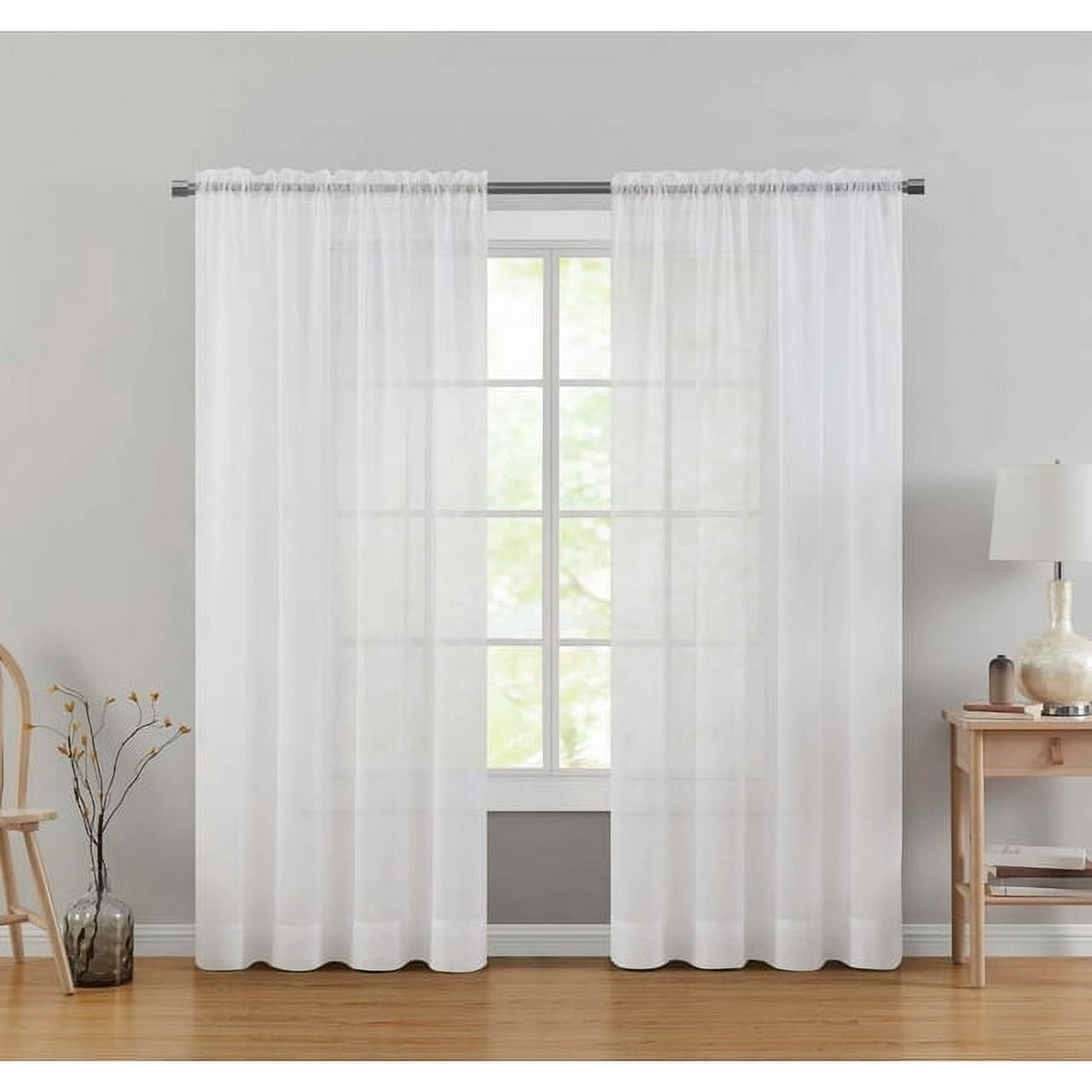Marjorie Sheer Voile Curtain Panel, 1 Panel, White, 59″ W x 84″ L