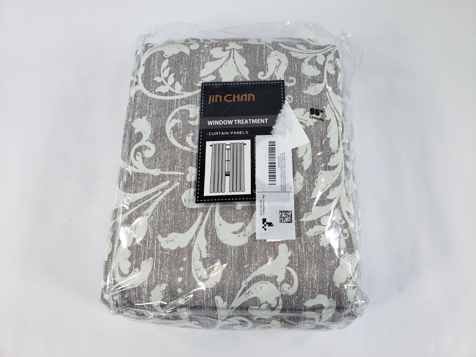 jinchan 100% Blackout Curtains for Bedroom Silver Grey Patterned 52″W X 96″L