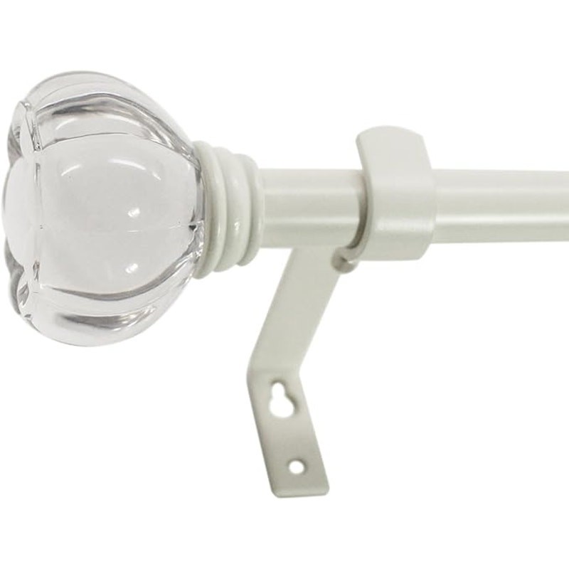 Beme Acrylic Crown Clear Curtain Rod Set 48 to 86 in White