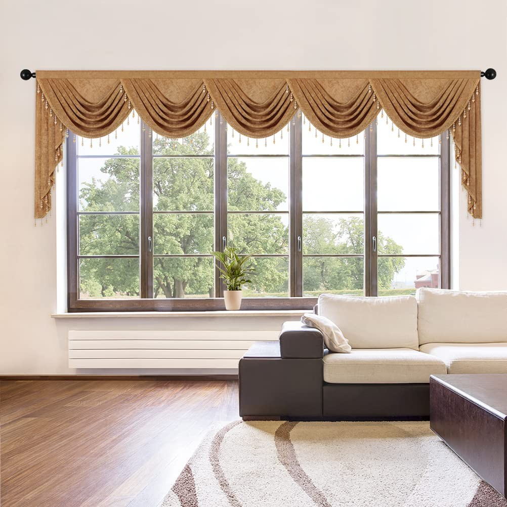 Elkca Double-Sided Chenille Valance For Living Roombronze Curtains Valance Gold