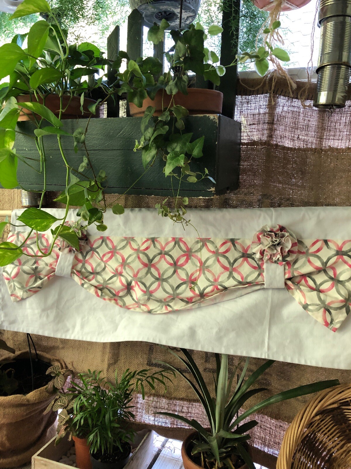 White/Pink/ Grey Non Adjustable Loop Up Valance/Curtain