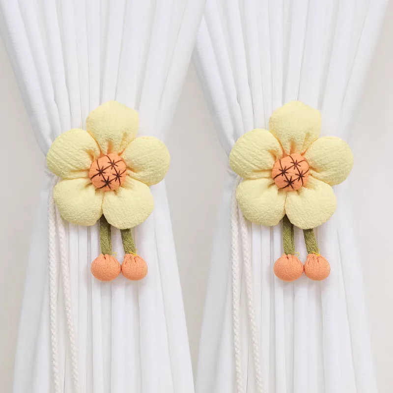 Pair of cartoon flower curtain straps, simple children’s room decoration gauze c