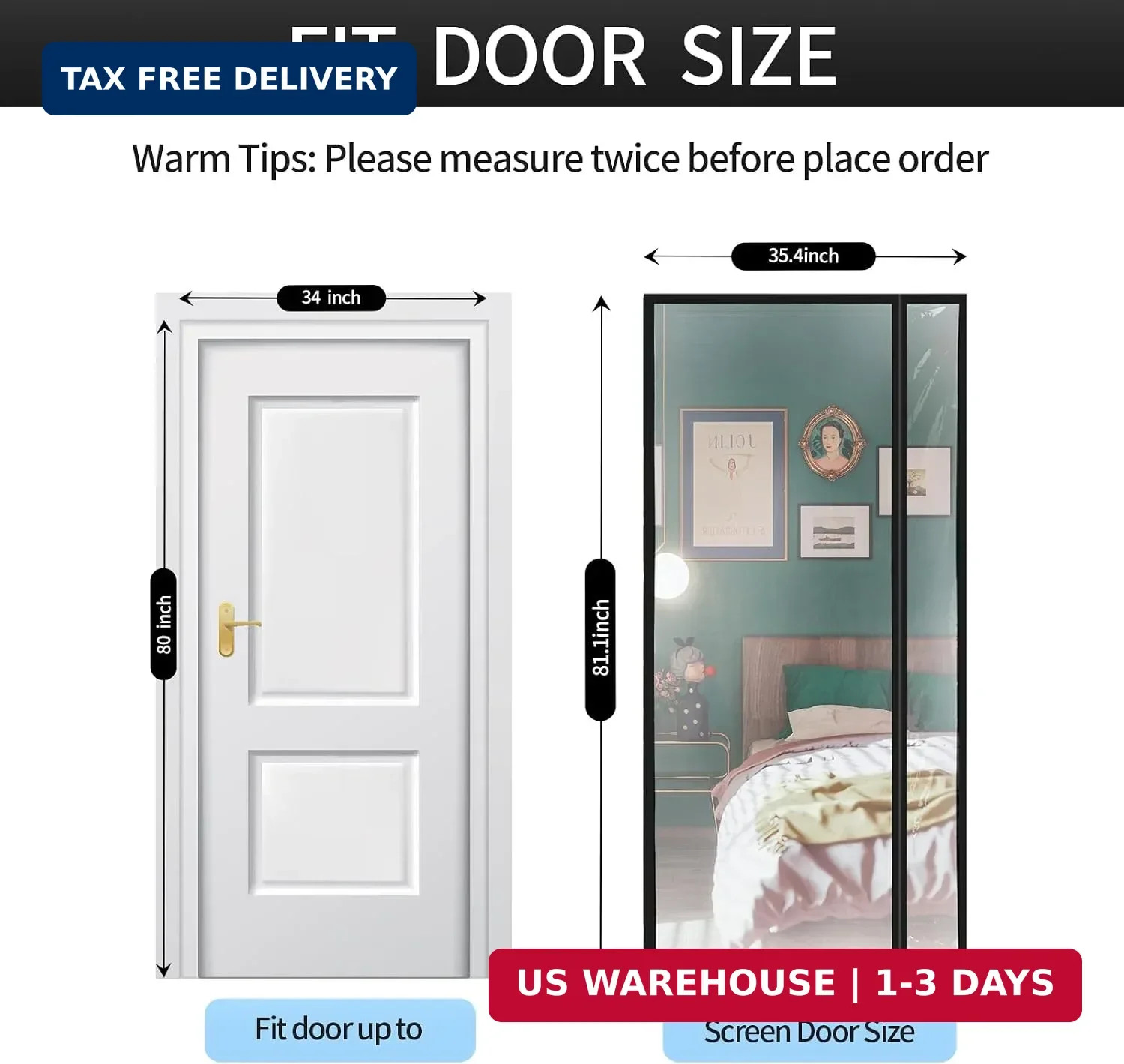 Transparent Reversible Left or Right Side Opening Insulated Door Curtain, Magnet