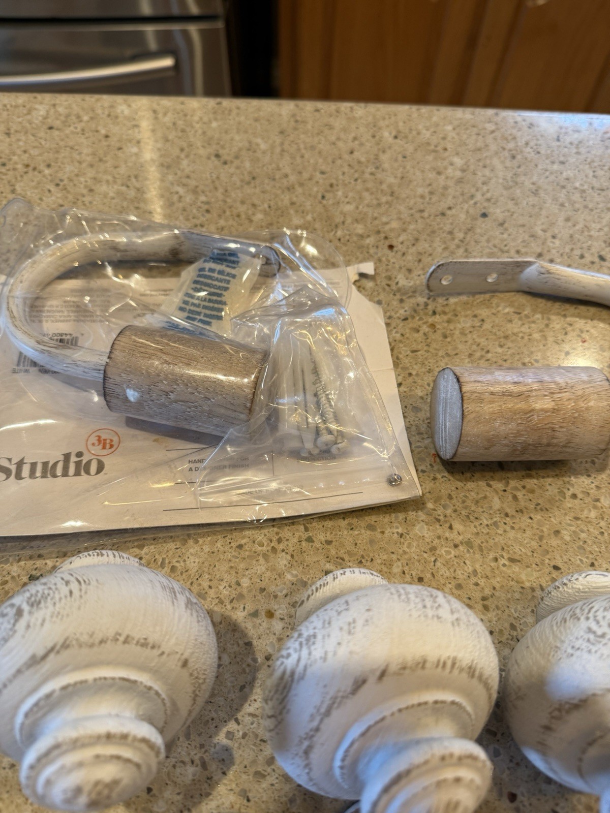 Unbranded Lot Of Finials, Curtain Clips , and Hardware All Antique White Finish