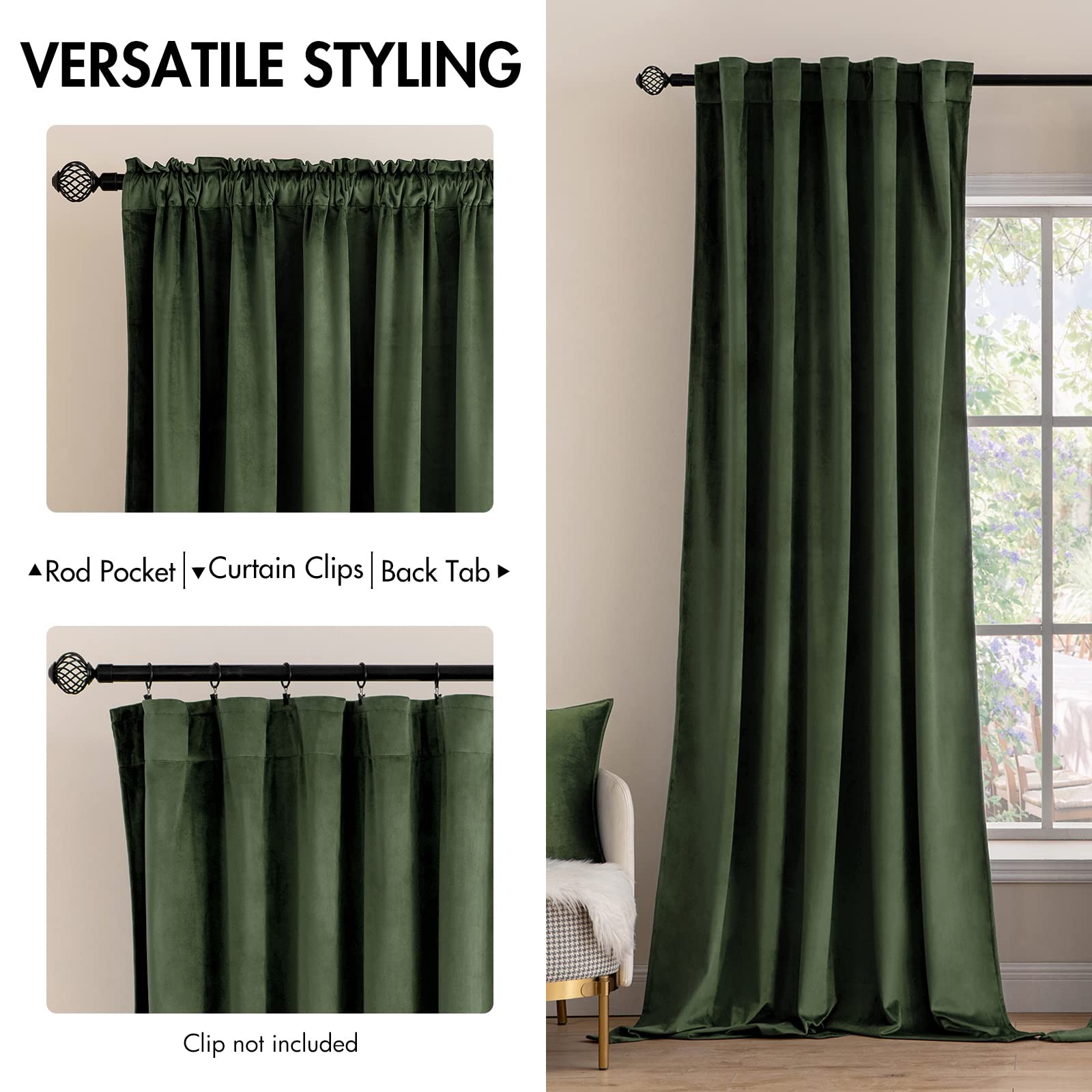 Velvet Curtains 66 Inch Wide – Extra Wide Luxury Room Darkening Curtains for …