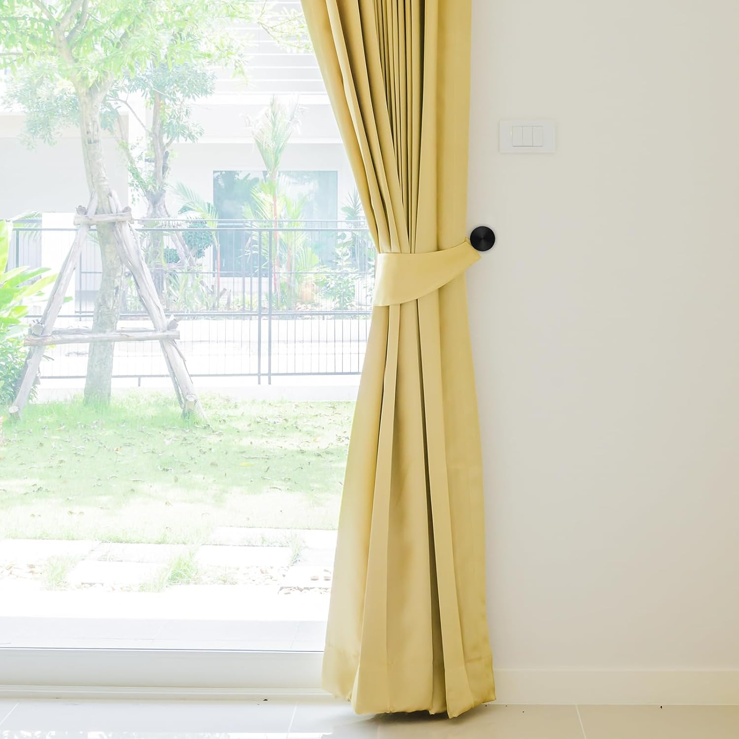 ​2 Pack Black Curtain Tiebacks,Wall Mounted Zinc Alloy Holdbacks with Screws, De