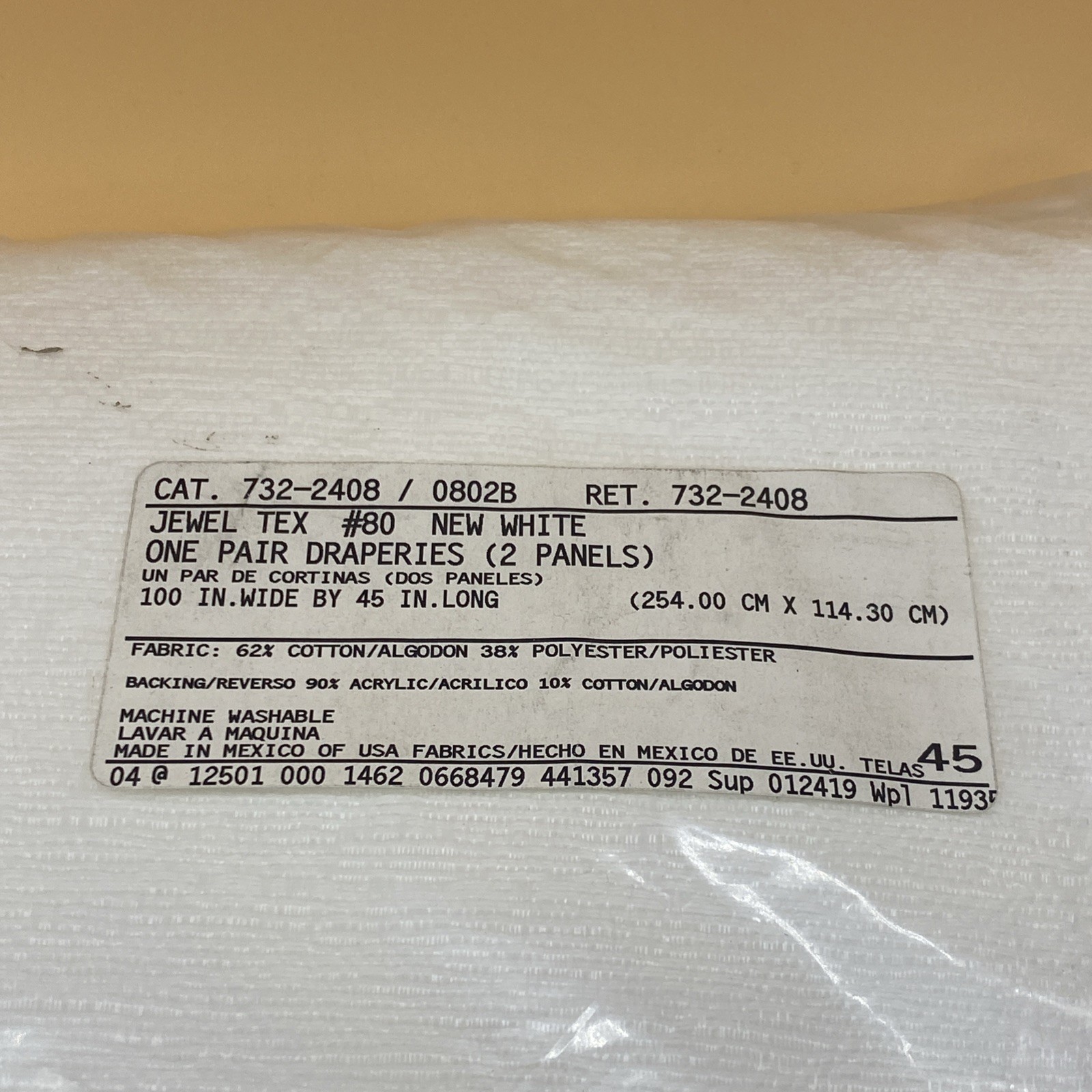 JC-Penney Home Collection White Pinch Pleat Pair Jewel Tex Drape 100 x 45 New