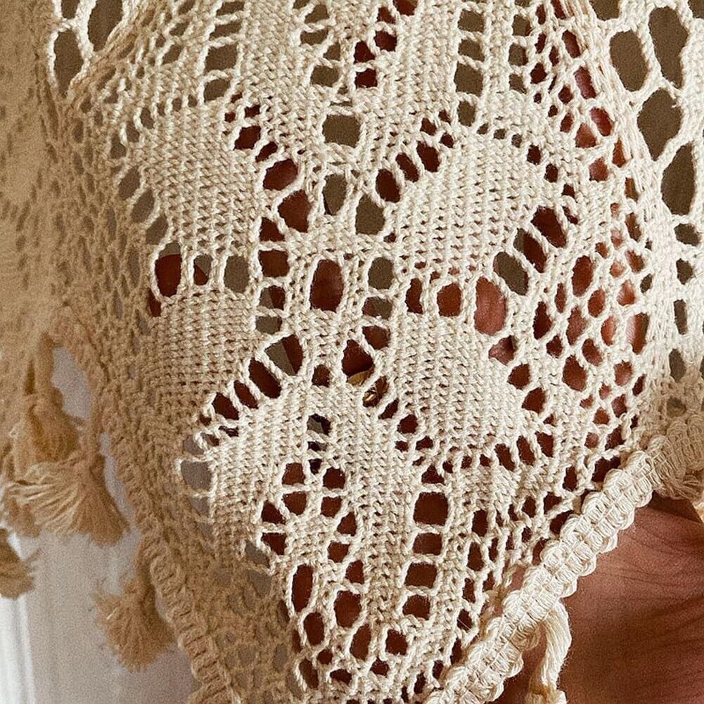 Rustic Crochet Lace Kitchen Window Curtain Valance Cafe Tiers Farmhouse Decor