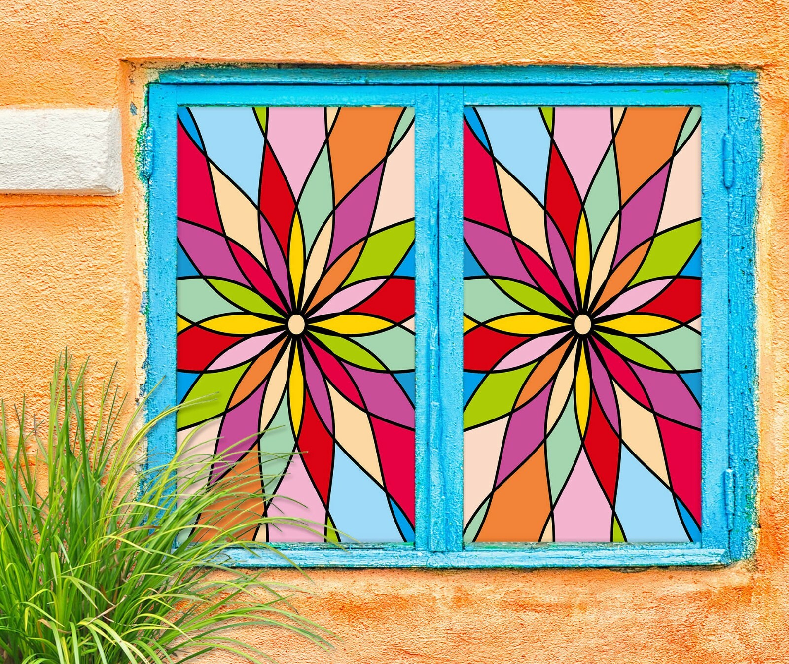 3D Colored Petals ZHU687 Window Film Print Sticker Cling Stained Glass UV Zoe