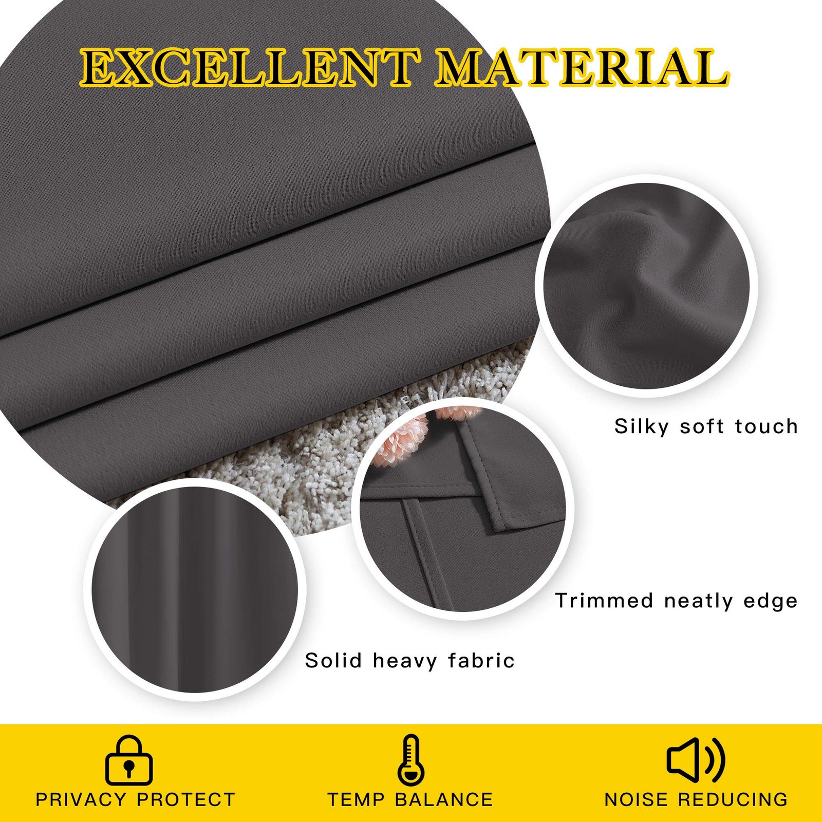 NICETOWN 84″ Gray Blackout Curtains 2 Panels 52×84