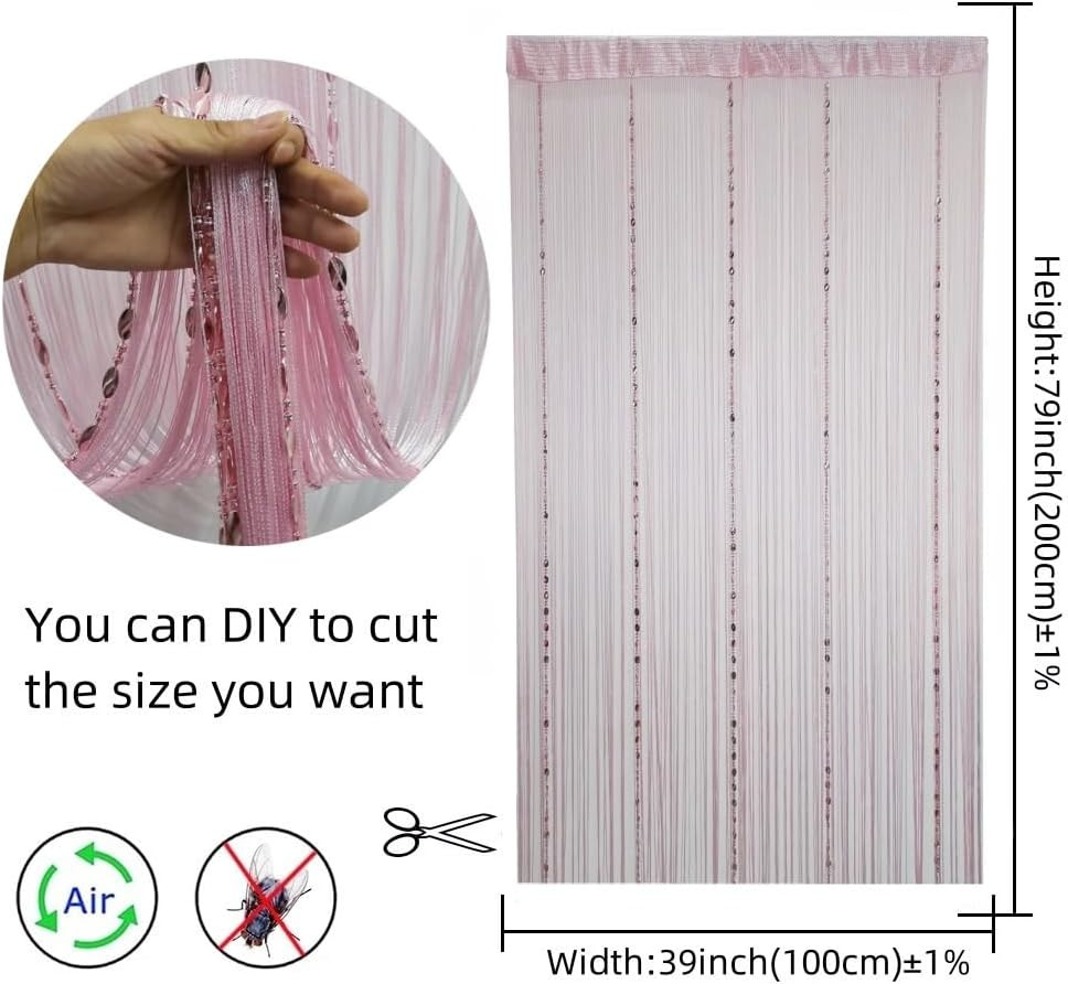 100cmX200cm Decorative Door String Curtain Beads Wall Panel Fringe Window Room D