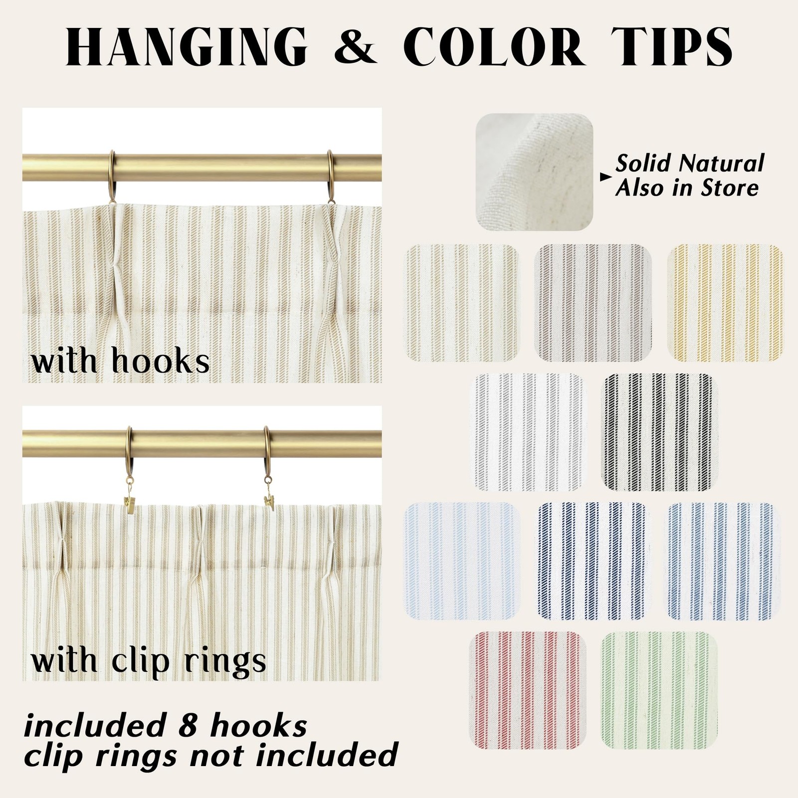 Kitchen Curtains 36 Inch Length for Cafe,Farmhouse Striped Country Style Line…