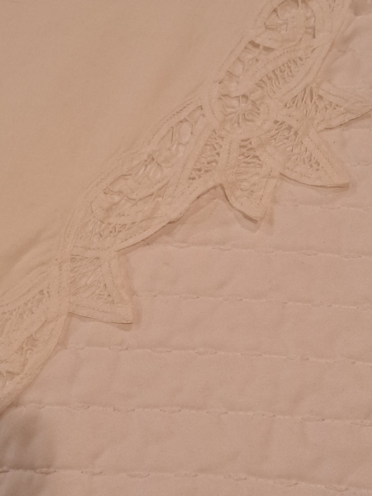 Set White Battenburg Lace Trim Window Curtain Valance Cotton Shabby Cottagecore+